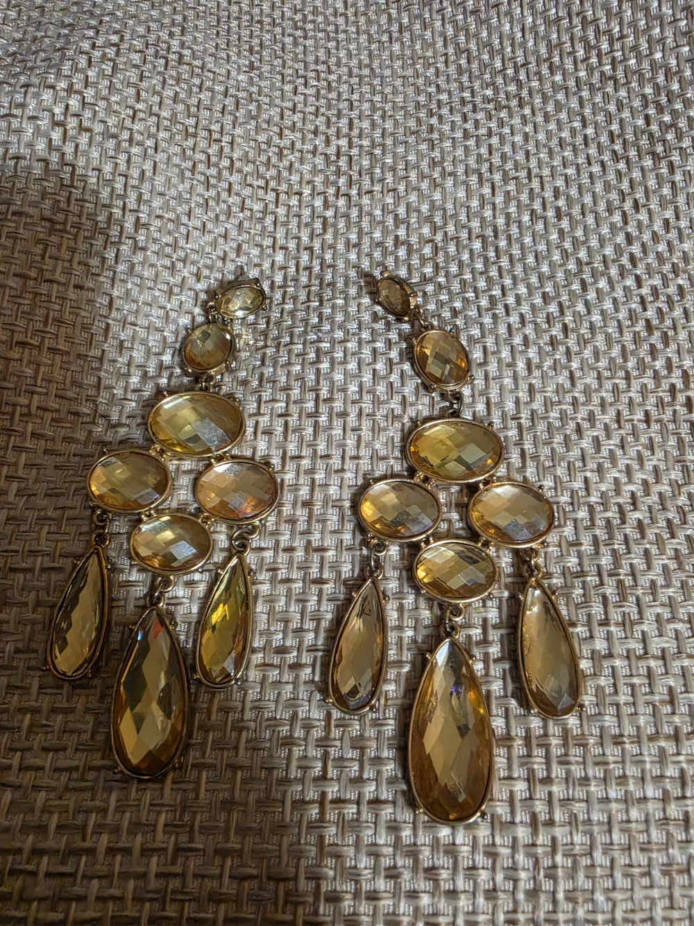 Gold-Tone Yellow Faux Crystal Chandelier Earrings